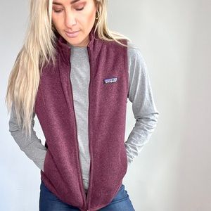 Patagonia Women's Vest in Burgundy and Gray